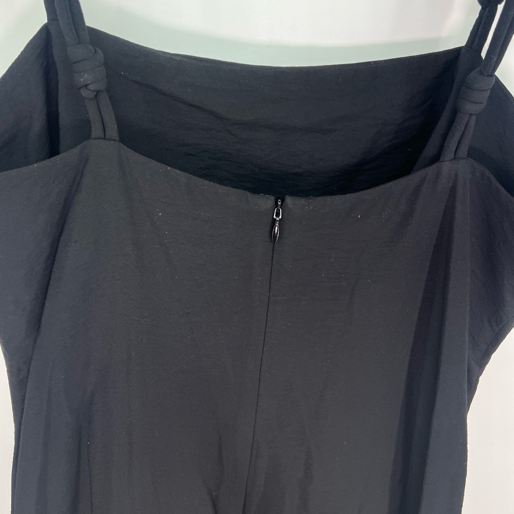 ANTONIO MELANI Black Isabella Satin Slip Square Neck Sleeveless Midi Dress 6 Six - Picture 7 of 10